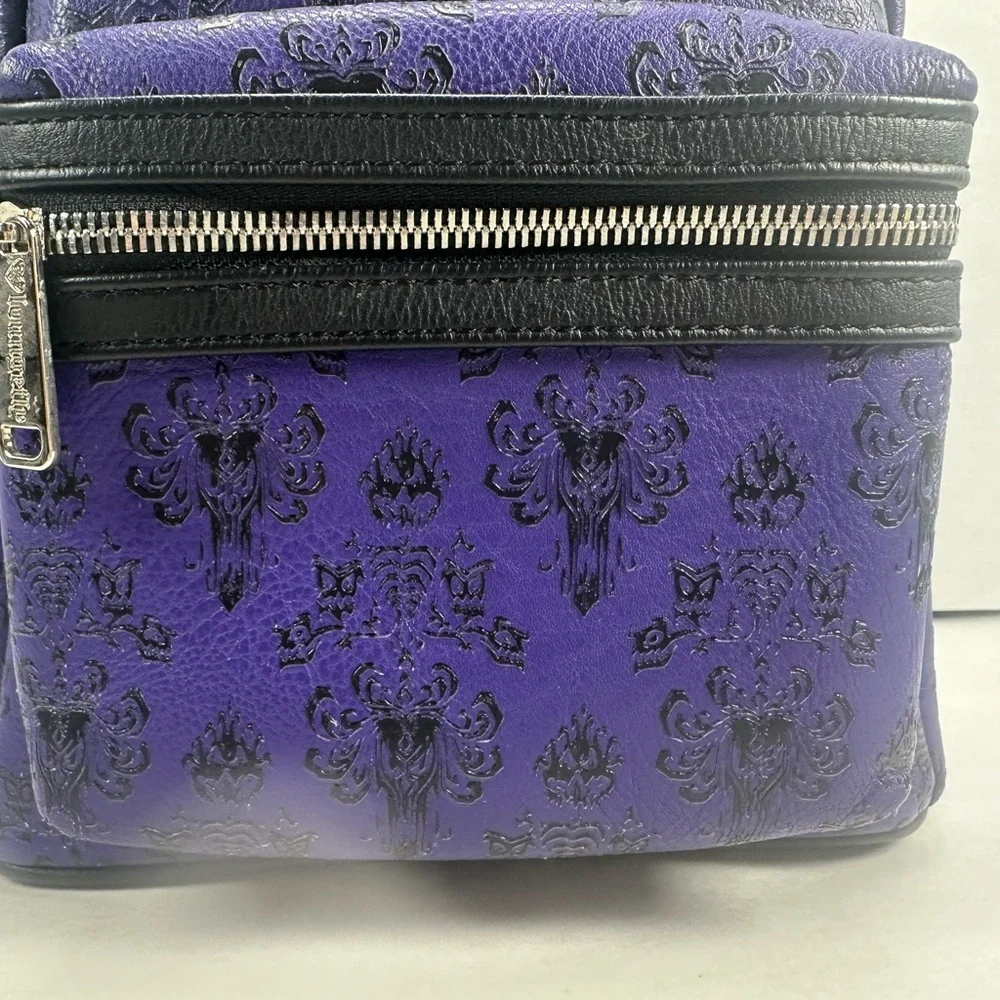 Loungefly Haunted Mansion Purple Wallpaper Mini Backpack & Wallet OG Heart Logo